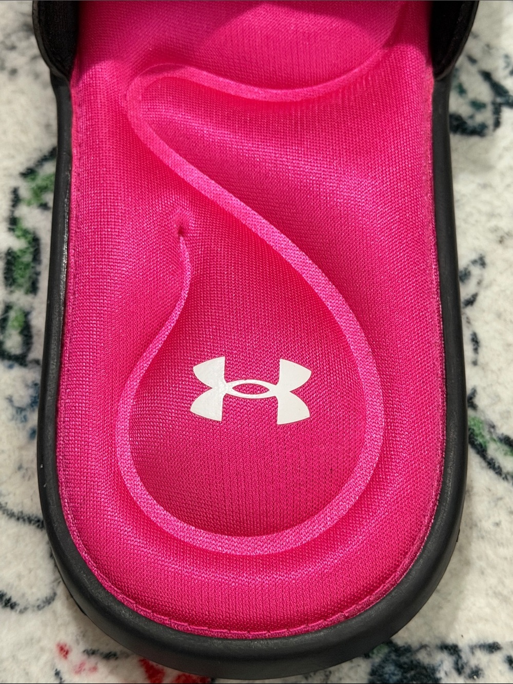 Under Armour Black and Hot Pink Slide Sandals - Picture 6 of 9